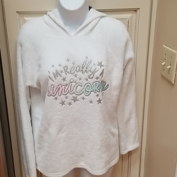 Justice Other - "I'm Really a Unicorn" Soft White Sweater w/Hoodie